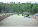 Expansive backyard is fenced in and includes a gazebo with an outdoor seating area at 1950 Menet St, Apex, NC 27502