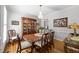 Dining room with a wooden table, decorative china cabinet, chandelier, and a colorful painting at 2520 Ashley Ct, Raleigh, NC 27607