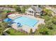 Stunning community pool and pool with a covered pavilion and ample seating at 308 Apricot Cir, Morrisville, NC 27560