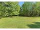 Spacious backyard with lush green grass, mature trees and a clear sky providing a peaceful outdoor oasis at 378 E Raleigh Ave, Liberty, NC 27298