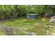 Fenced backyard features a storage shed and lush green space perfect for outdoor activities at 423 N Main St, Wendell, NC 27591