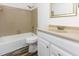 Bathroom featuring a white vanity cabinet, shower and toilet at 5013 Dunwoody Trl, Raleigh, NC 27606