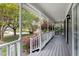 Covered front porch with white columns and railings, overlooking the front yard and neighborhood at 5033 Knightsbridge Way, Raleigh, NC 27604