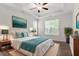 Bright and airy bedroom with tray ceilings, neutral décor and large windows with a beautiful view at 713 Catherine Lake Ct, Fuquay Varina, NC 27526