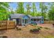 Beautiful blue house with lush green landscaping and a nice backyard space at 1487 Kentucky Ave, Sanford, NC 27332