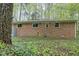 Brick home backyard featuring a lush, green landscape and multiple windows for natural light at 208 Clark Lake Rd, Durham, NC 27707