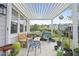 Covered patio with comfortable seating and views of the backyard and neighborhood at 21 Davidson St, Clayton, NC 27527