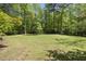 Backyard with flat green lot and mature trees, perfect for outdoor activities at 216 Dairyland Rd, Chapel Hill, NC 27516