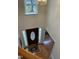 A stylish entryway with a decorative door and hardwood floors at 2305 Summit Dr, Hillsborough, NC 27278