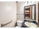 Cozy half bathroom with dark marble countertops at 254 Pine Forest Dr, Siler City, NC 27344