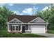 Charming single-story home with gray siding, a one-car garage, and fresh landscaping at 290 Deodora Ln, Cameron, NC 28326