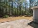 Backyard patio featuring a wooded backdrop, perfect for outdoor gatherings and relaxation at 519 Touchstone Dr, Durham, NC 27713