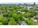 Aerial view captures a neighborhood's tree-lined streets with downtown city buildings featured in the background at 524 S Boylan Ave, Raleigh, NC 27603