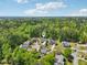 An aerial view of the beautiful homes in this community surrounded by lush green trees and blue skies at 5708 Butter Churn Way, Fuquay Varina, NC 27526