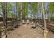 Backyard featuring a fire pit surrounded by chairs and mature trees that provide privacy at 8812 Green Arbor Ct, Wake Forest, NC 27587