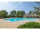 Large community pool with ample lounge space and a charming clubhouse nearby at 9100 Dansforeshire Way, Wake Forest, NC 27587