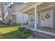 Inviting front porch with classic white columns and a lovely wreath on the front door, offering a warm welcome at 1008 Holloway St, Durham, NC 27701