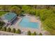Aerial view showcasing the community pool with seating areas, perfect for leisure and recreation at 109 Jones Creek Pl, Chapel Hill, NC 27516