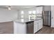 Stylish kitchen with stainless steel appliances, granite countertops, and an island featuring a sink and dishwasher at 11682 International Dr, Middlesex, NC 27557