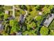 Aerial view of a well-maintained home surrounded by lush, mature trees at 118 Shannon Dr, Burlington, NC 27215