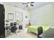 Bedroom with bed, drums and guitar at 1201 Bellenden Dr, Durham, NC 27713