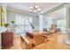 Elegant dining area featuring hardwood floors and large windows at 1201 Bellenden Dr, Durham, NC 27713