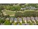 Aerial view of homes nestled amongst a lush golf course and mature trees at 1545 Heritage Links Dr, Wake Forest, NC 27587
