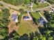An aerial view showcases the home's spacious lot and tranquil neighborhood at 2804 Brenfield Dr, Raleigh, NC 27606