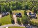 An aerial view showcases the home's expansive lot and neighborhood setting at 2804 Brenfield Dr, Raleigh, NC 27606
