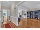 Spacious living room boasting hardwood floors, fireplace, and built-in shelving at 2804 Brenfield Dr, Raleigh, NC 27606
