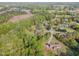 Expansive aerial view showcases a mix of homes, woodlands, and open fields in a serene neighborhood setting at 317 William Dr, Benson, NC 27504