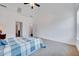 Spacious bedroom with vaulted ceiling, carpeted floors, a queen bed, and a ceiling fan at 3338 Prospect Parkway Pkwy, Durham, NC 27703