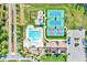 Aerial shot of community amenities: pool, tennis courts, playground, and clubhouse at 3338 Prospect Parkway Pkwy, Durham, NC 27703