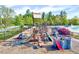 A colorful playground with slides, climbing structures, and a castle is perfect for  at 3338 Prospect Parkway Pkwy, Durham, NC 27703