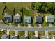 Aerial view of a residential neighborhood with well-maintained homes and green lawns at 416 Glenview Ln, Durham, NC 27703