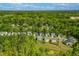 Aerial view of a residential area featuring lush greenery and well-maintained homes at 416 Glenview Ln, Durham, NC 27703