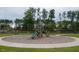 Community playground area complete with walking paths, benches, and lush green scenery at 416 Glenview Ln, Durham, NC 27703