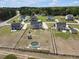 Neighborhood aerial view showcasing large lots, backyard pools and community at 46 Twelve Oaks Dr, Willow Springs, NC 27592