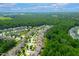 Scenic aerial view of a well-planned community with tree-lined streets and beautifully maintained homes at 521 Wildwood Farm Way, Holly Springs, NC 27540