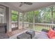 Relaxing screened porch with comfortable seating and a view of the backyard at 629 Peach Orchard Pl, Cary, NC 27519