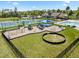 A great aerial view of the fenced in playground near community pool and tennis courts at 1033 Laredo Ln, Durham, NC 27703