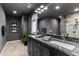 Bathroom with granite countertops, double sinks, and custom cabinetry for ample storage at 10805 The Olde Pl, Raleigh, NC 27614