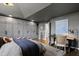 Bedroom boasts built-in cabinets, hardwood floors, gray walls, and ample natural light at 10805 The Olde Pl, Raleigh, NC 27614