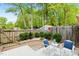 Private back yard with wooden fence, featuring a patio and an outdoor seating area at 120 Barbary Ct, Cary, NC 27511