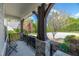 View of covered porch showcasing stone accents and craftsman style beam at 2008 Stanwood Dr, Apex, NC 27502