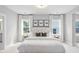 This main bedroom is spacious and bright with three windows and includes an ensuite bathroom at 261 Emory Bluffs Dr, Holly Springs, NC 27540