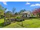 Charming backyard with raised garden beds and a small shed at 3542 Bason Rd, Mebane, NC 27302