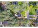 Aerial view of a house surrounded by lush trees, showcasing its location within a verdant neighborhood at 403 Mayodan Dr, Cary, NC 27511