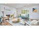 Bright and airy living room featuring a painted brick fireplace and modern furnishings at 4513 Denfield St, Durham, NC 27704