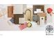 Close-up of BoDean home interior finishes, including countertop, backsplash and flooring options at 524 Folk Song Way, Wendell, NC 27591